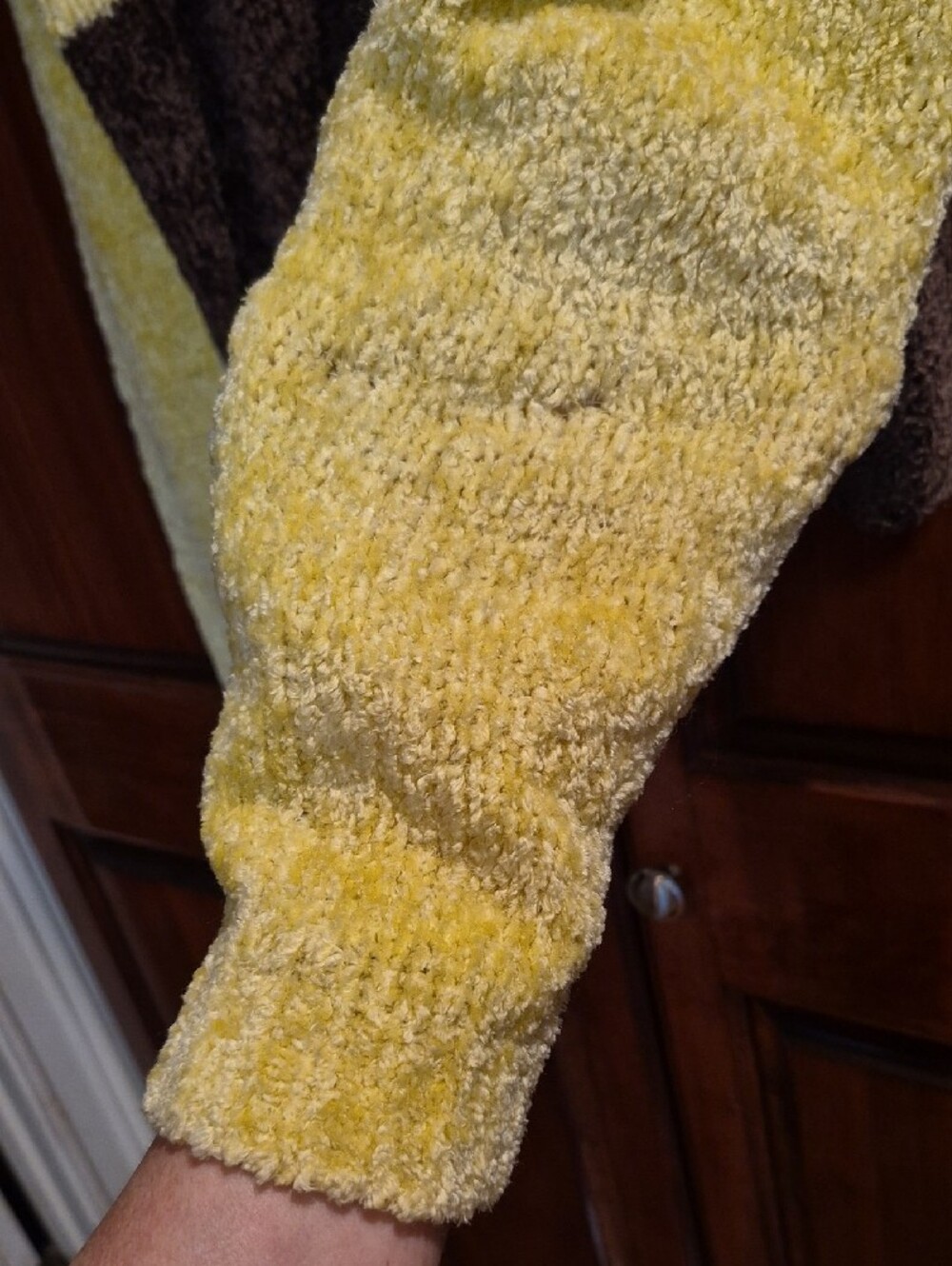 E.N.R. Vintage 90s Fuzzy Colorblock V-Neck Cropped Sweater L - Picture 3 of 4